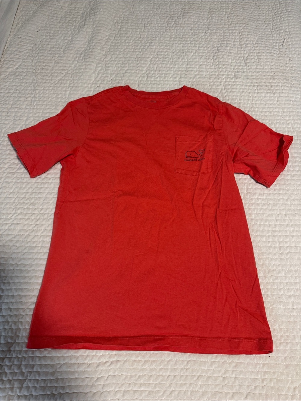 Vineyard Vines Red Short Sleeve Pocket Tee with Whale Motif